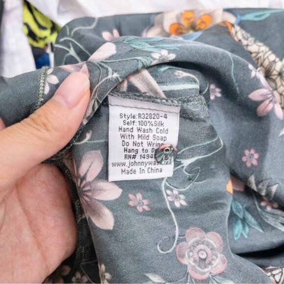 NWT Johnny Was Baize Silk Maxi Floral Dress S Multi Slip Vneck Smocked Slit - Picture 13 of 13